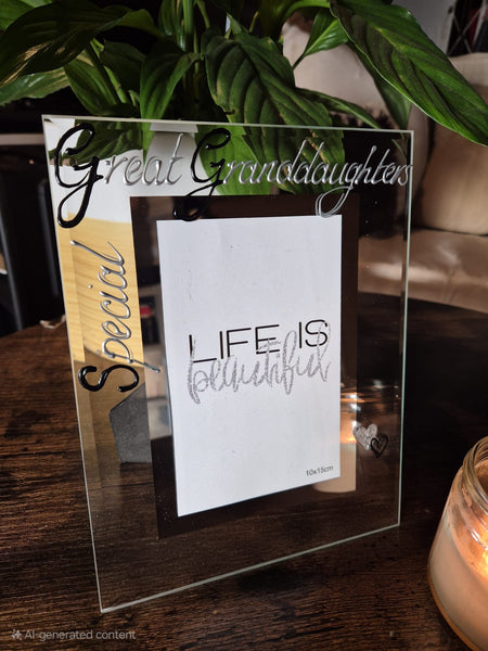 Hand Painted Special Great Granddaughters Gift Photo Frame: Portrait BS