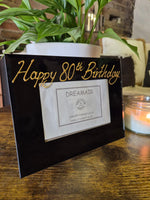 80th Birthday Photo Frame: Landscape Black frame