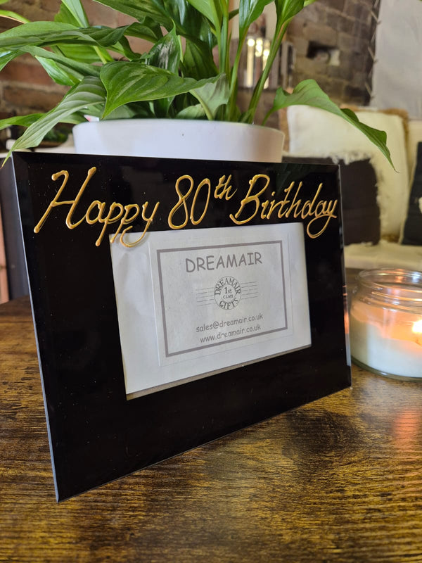 80th Birthday Photo Frame: Landscape Black frame