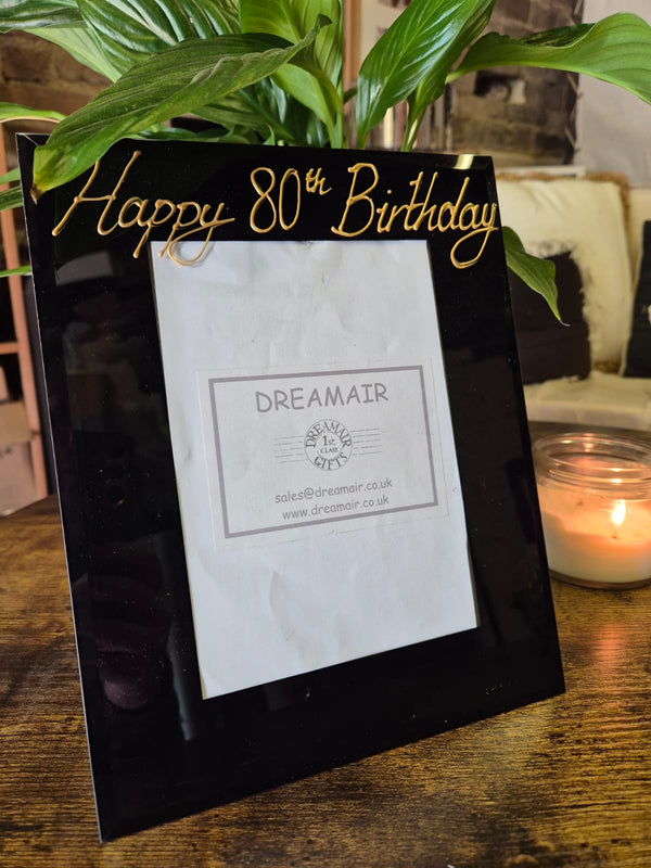 80th Birthday Gift Photo Frame: Portrait Black Frame 2 Sizes