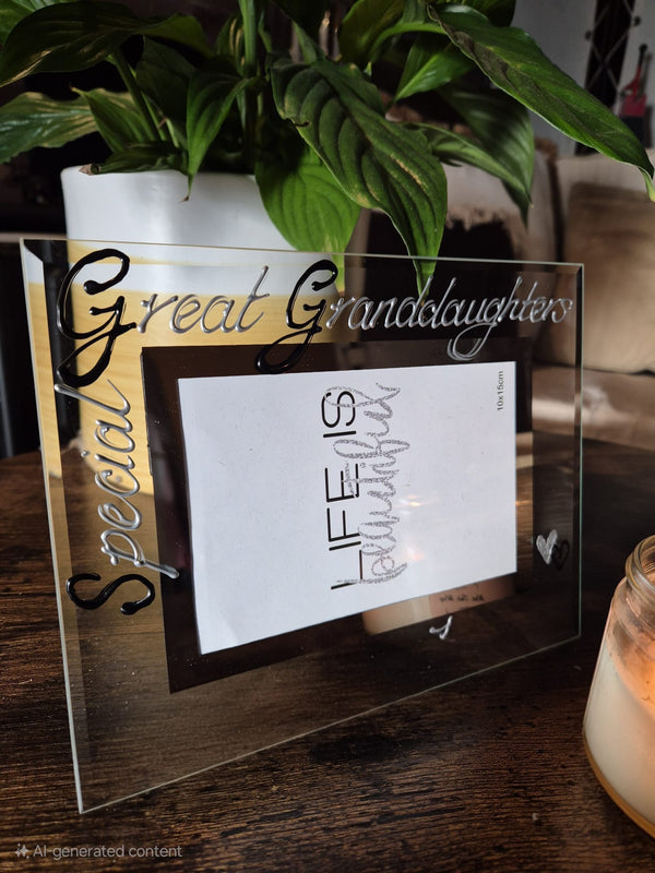 Special Great Granddaughters Gift Photo Frame: Landscape (Blk/Sil)