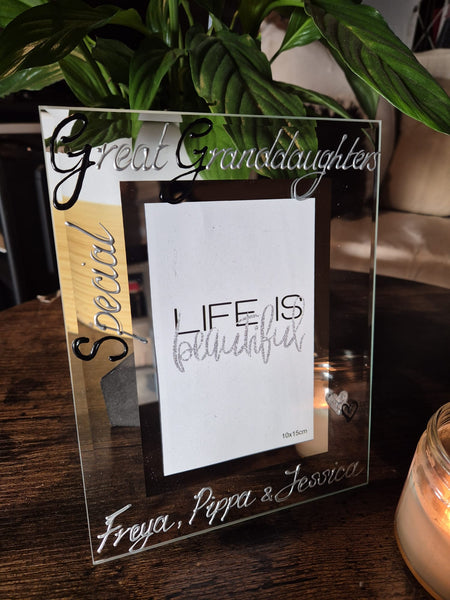 Hand Painted Special Great Granddaughters Gift Photo Frame: Portrait BS