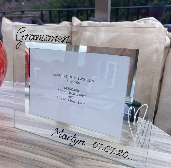 Groomsmen Gift Photo Frame: Landscape (Hearts)