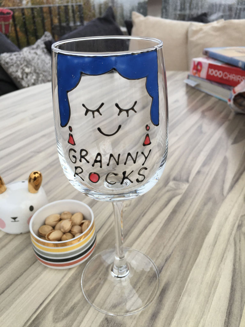 Granny Gift Rocks Wine Glass: