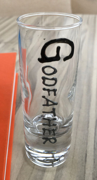 Godfather Gift Tall Shot Glass: (Blk/Sil)