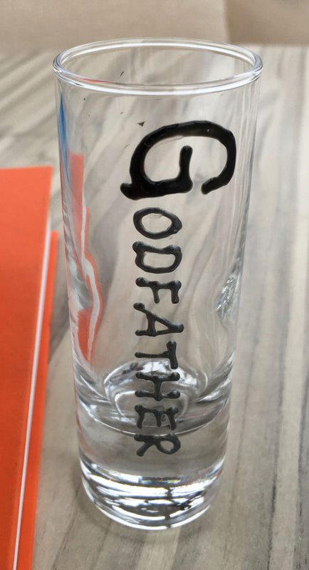 Godfather Gift Tall Shot Glass: (Blk/Sil)