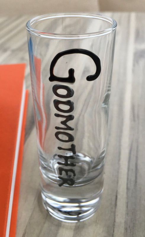 Godmother Design Gift Shot Glass: (Black/Silver)