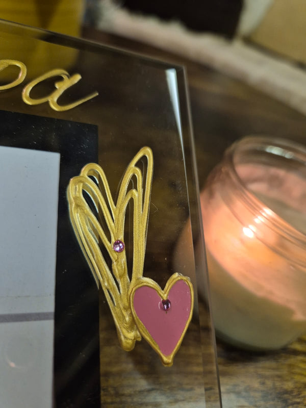 Birthstone October Pink Tourmaline Personalised/Non Personalised Portrait Photo Frame 2 sizes