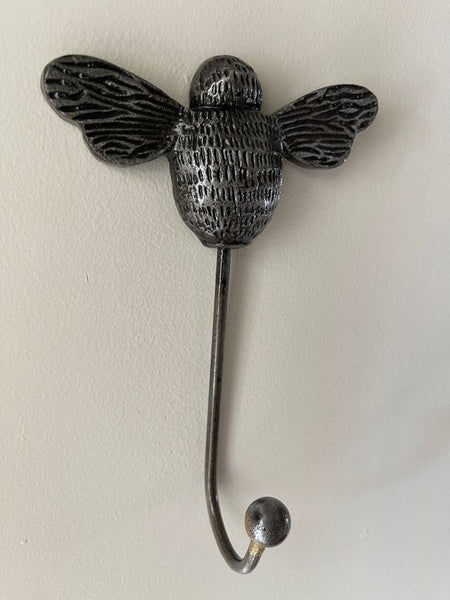 Bee Coat Hook Antique Silver