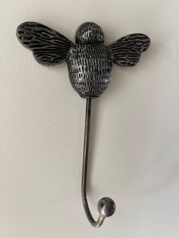Bee Coat Hook Antique Silver