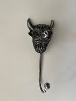 Highland Cow Coat Hook Antique Silver