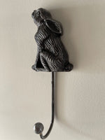 Moon Gazing Hare Coat Hook Antique Silver