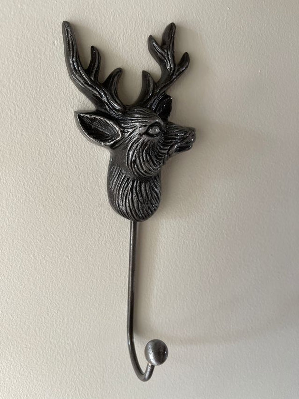 Stag Coat Hook Antique Silver