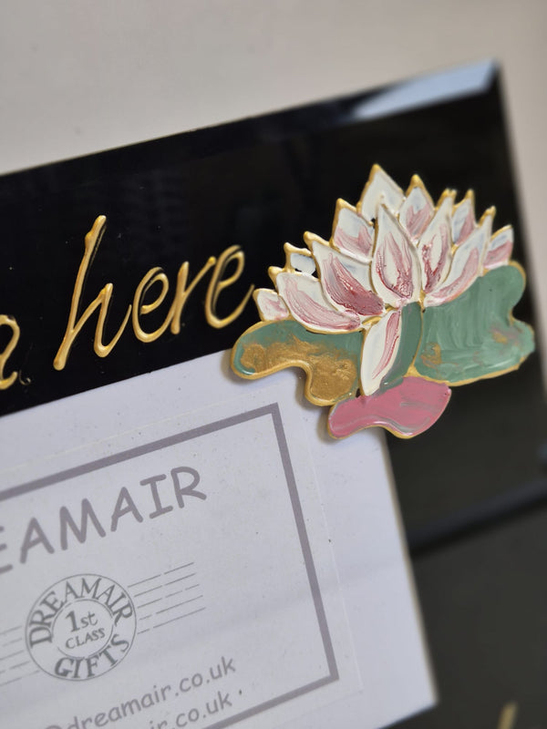 Cute Frog And Lilly Landscape Black Glass Frame