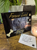 Hand Painted Forever Loved Pet Memorial Dog Bone & Paws Landscape Photo Frames 2 Sizes