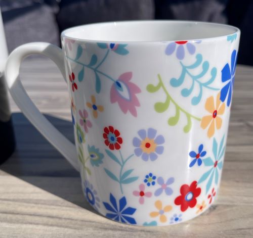 1 Pint Fine Bone China Large Mug Bright  Flowers