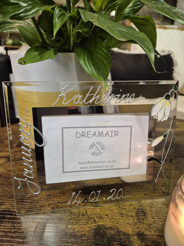 Flower Of The Month January Snowdrop Personalised/non personalised Landscape 2 sizes