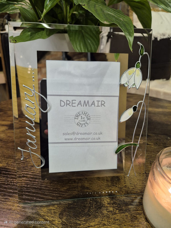 Flower Of Month January Snowdrop Portrait Personalised/Non Personalised Photo Frames 2 sizes