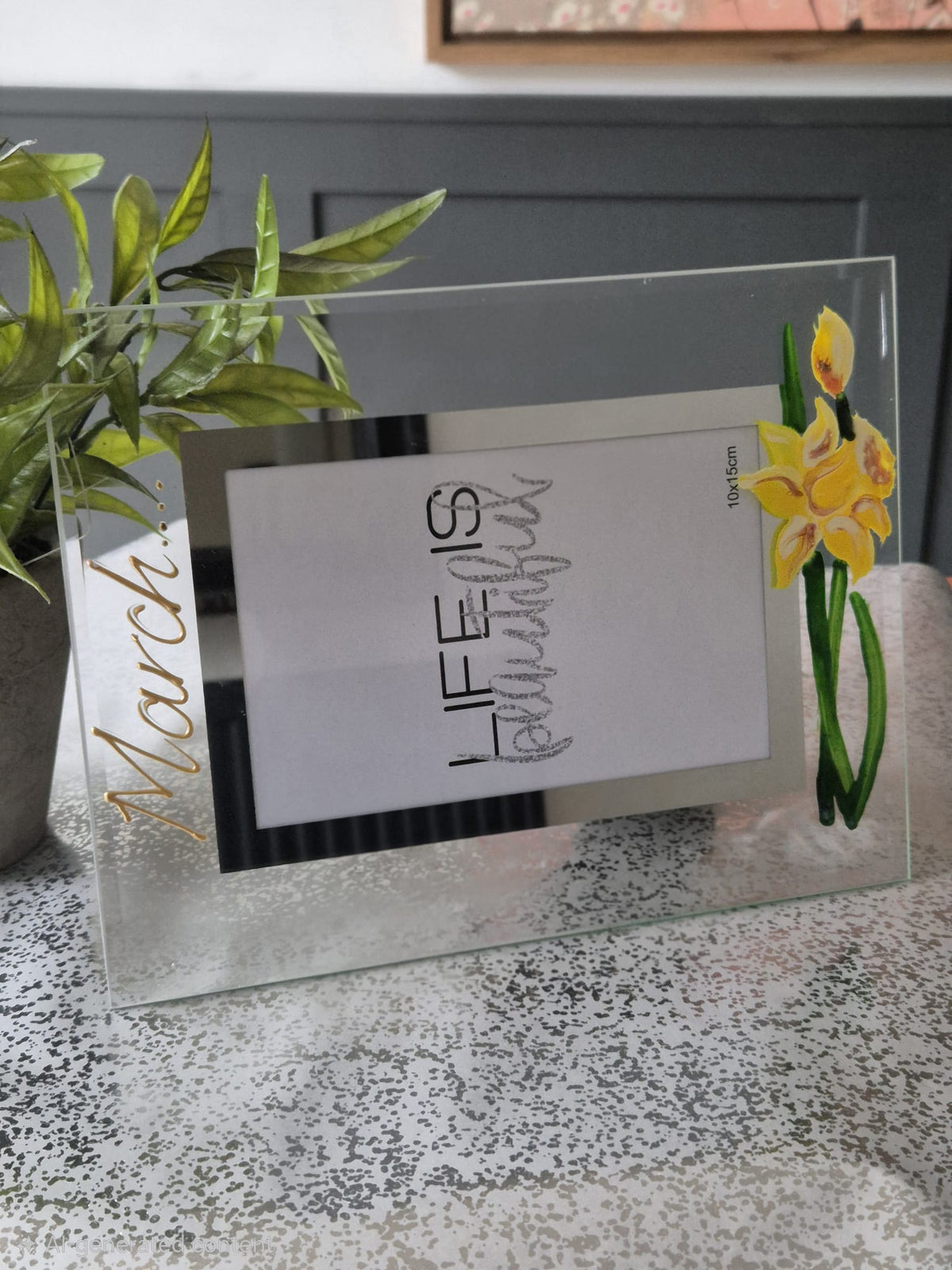 Flower Of  Month March Personalised/Non Personalised Landscape 2 sizes 6"x4" 7"x5"
