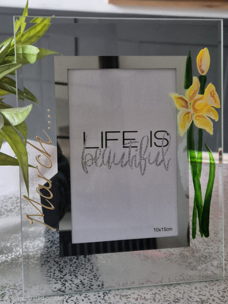 Flower Of The Month March Personalised/Non Personalised Portrait 2 sizes Daffodil