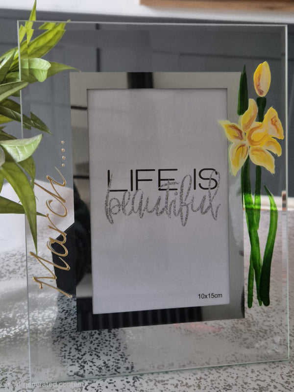 Flower Of The Month March Personalised/Non Personalised Portrait 2 sizes Daffodil