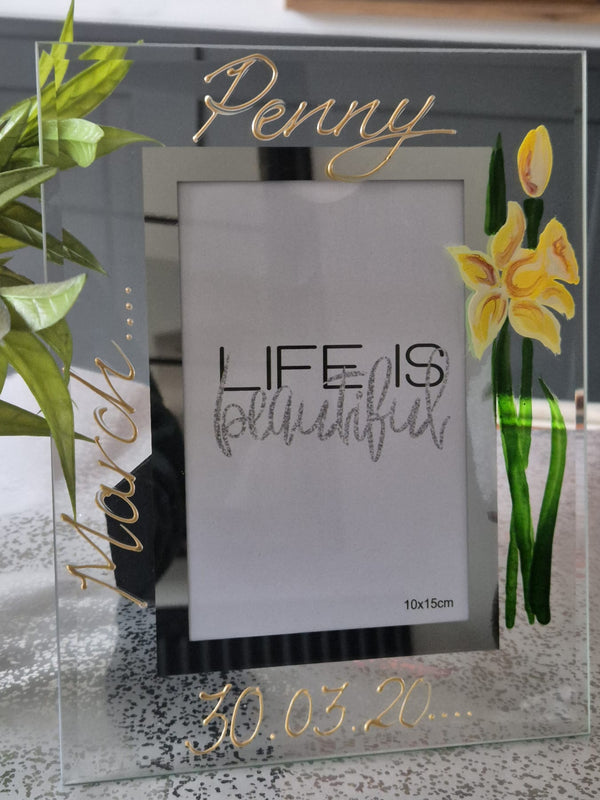 Flower Of The Month March Personalised/Non Personalised Portrait 2 sizes Daffodil