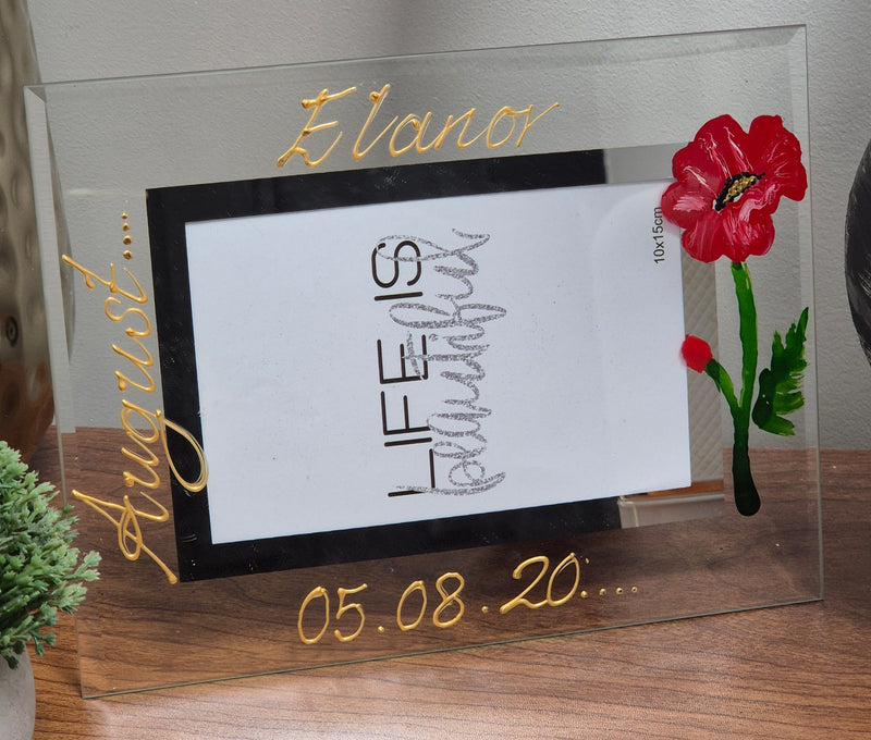 Flower Of The Month August Personalised/Non Personalised Landscape 2 sizes Poppy Flower