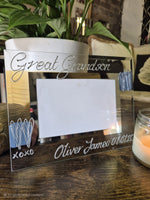 Great Grandson Gift Photo Frame: Landscape (Blue Hearts)