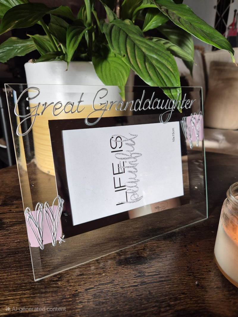 Great Granddaughter Gift Picture  Photo Frame: Landscape (Pink Hearts) 2 sizes 6"x4" or 7"x5"