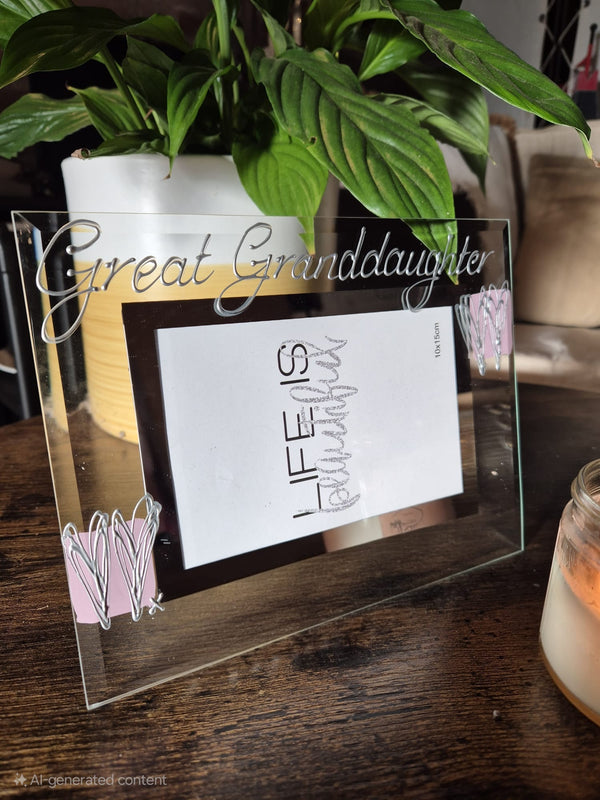 Great Granddaughter Gift Picture  Photo Frame: Landscape (Pink Hearts)