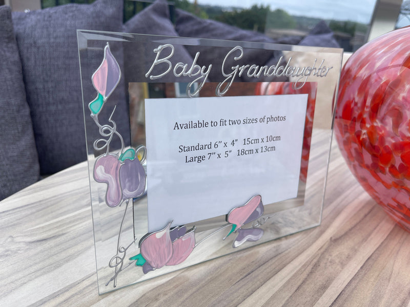 Baby Granddaughter Gift Photo Frame: Landscape (Sweet Pea)