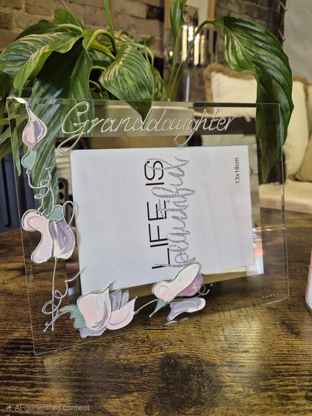 Granddaughter Gift Photo Frame Landscape (Sweet Pea)