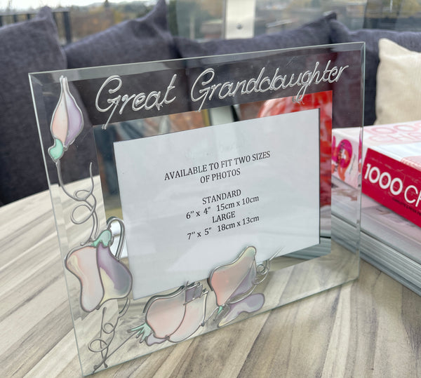 Great Granddaughter Gift Photo Frame: Landscape (Sweet Pea)