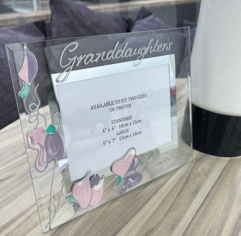Granddaughters Gift Photo Frame Landscape: (Sweet Pea)