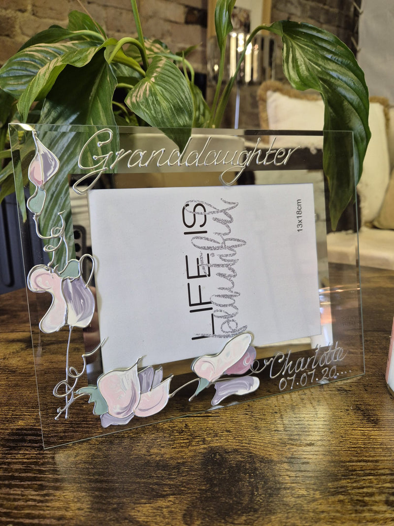 Personalised Granddaughter Gift Photo Frame Landscape (Sweet Pea) 2 Sizes 6"x4" or 7"x5"
