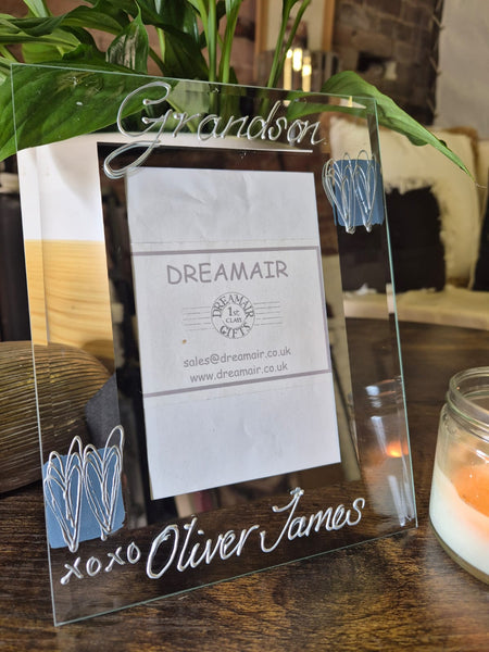 Grandson Design Gift Photo Frame: Portrait (Blue Hearts)