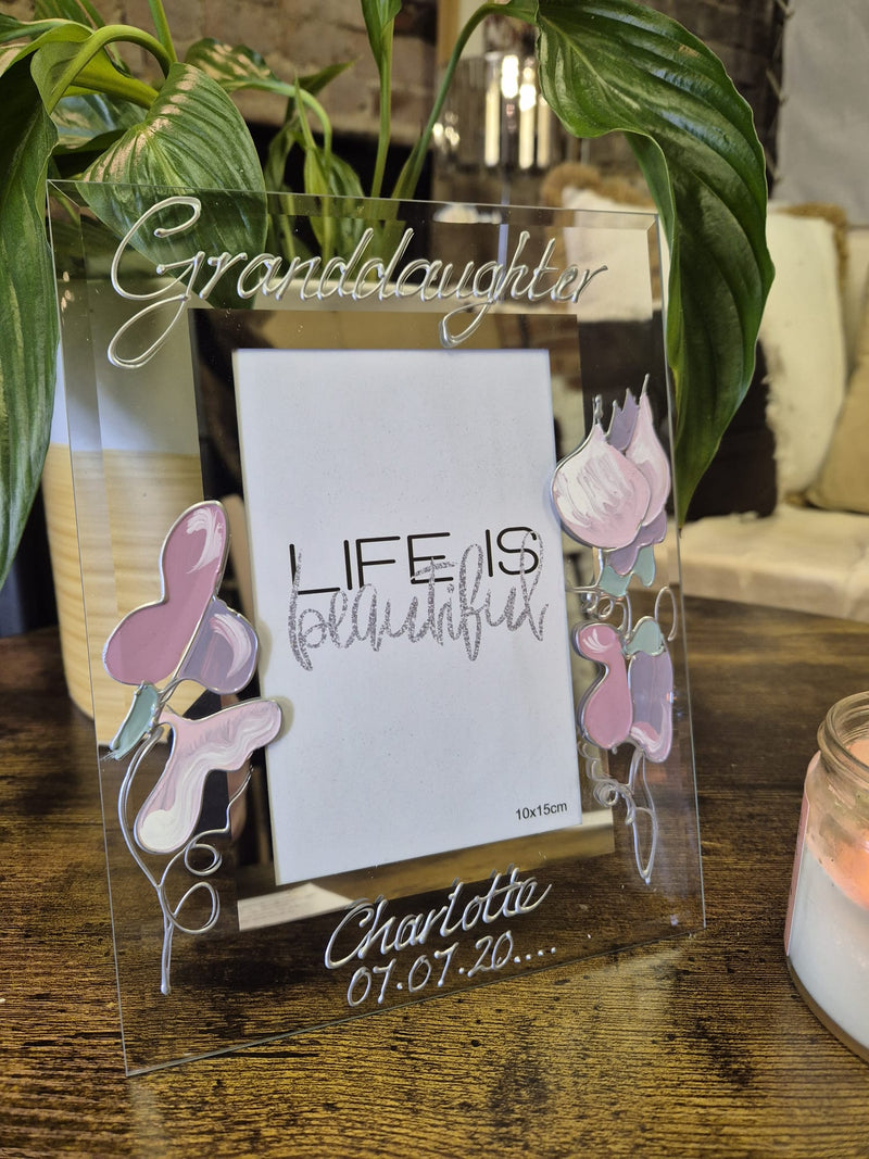 Personalised Granddaughter Gift Frame Portrait (Sweet Pea 2 sizes 4"x6" or 5"x7"