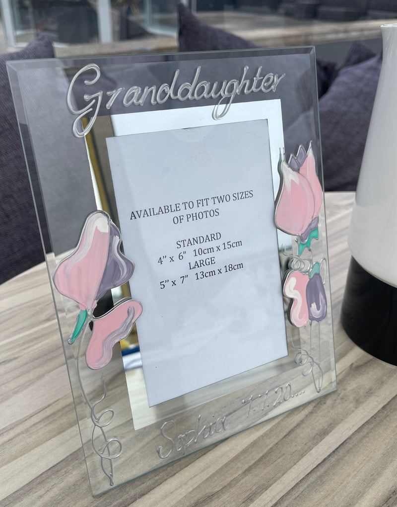 Personalised Granddaughter port picture frame sweet pea