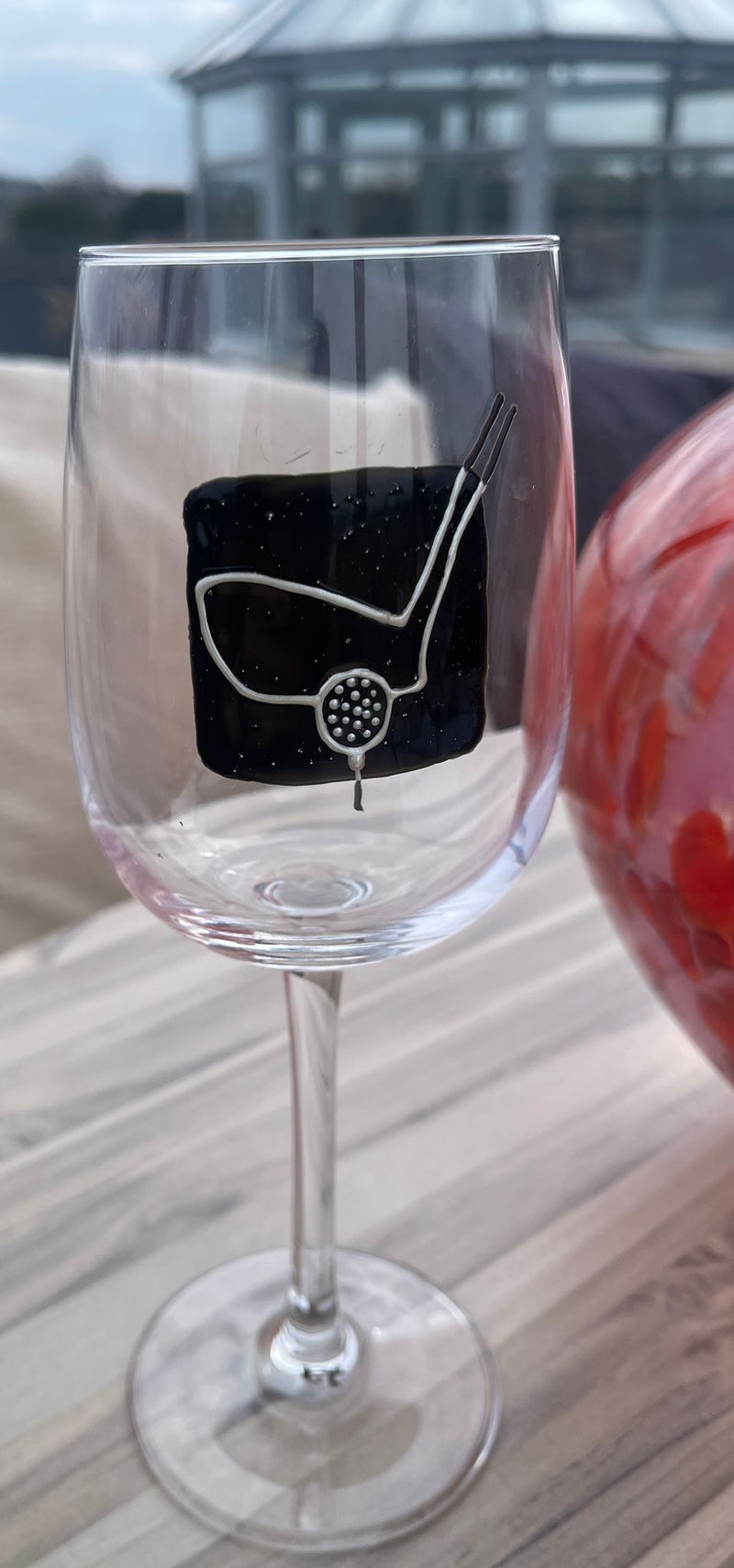 Hand Painted Golfer Wine Glass