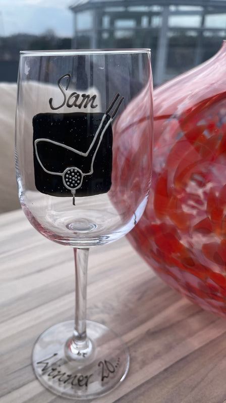 Golfer Design Gift Wine Glass: