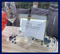 45th Wedding Anniversary Gift Set: Wine Glasses & Photo Frame (Flower)