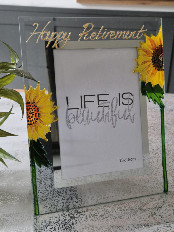 Happy Retirement Photo Frame: Portrait (Sunflower)