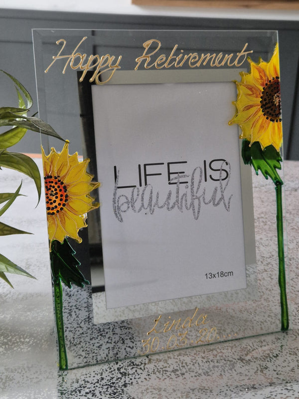 Happy Retirement Photo Frame: Portrait (Sunflower)