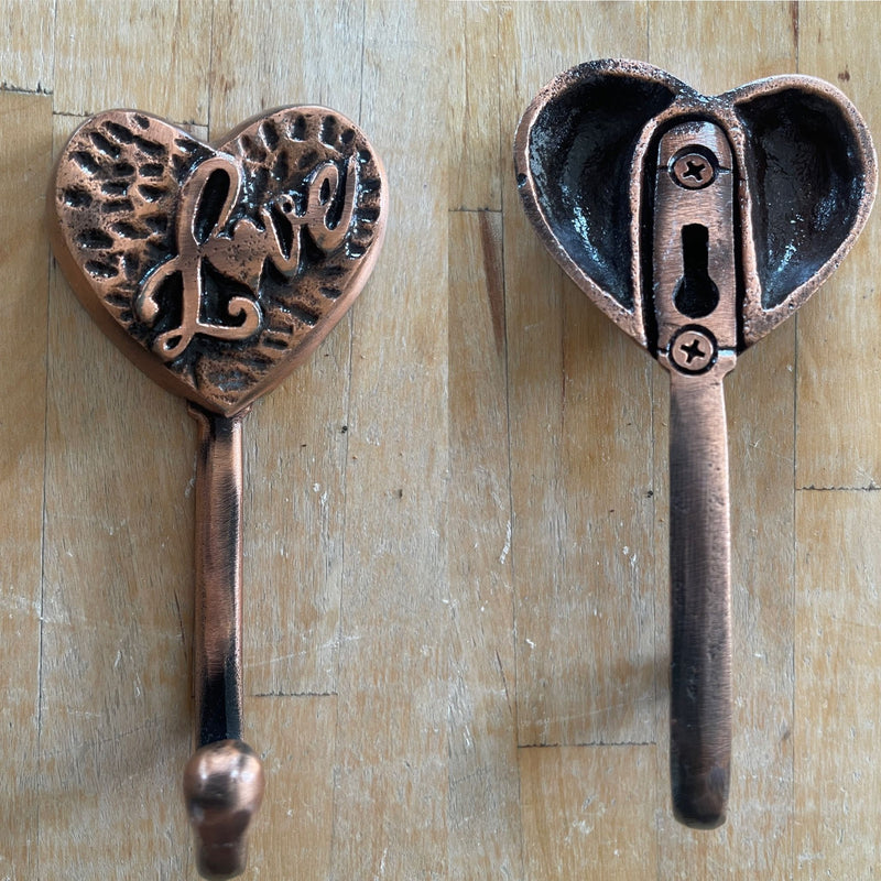 End Of Line Coat Hook - Heart Copper