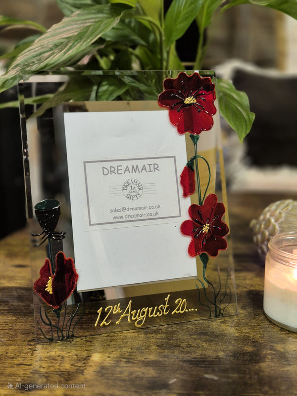 Hand Painted Poppy Design Gift Photo Frames: Portrait 2 Designs