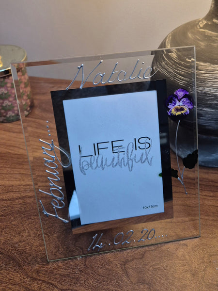 Flower Of Month February Violet Portrait Personalised/Non Personalised Photo Frames 2 sizes