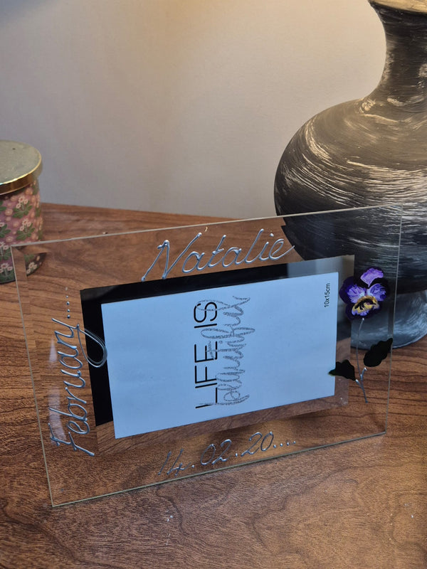 Flower Of The Month February Violet  Personalised/non personalised Landscape 2 sizes