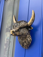Large Highland Cow (Coo) Door Knocker (Antique Brass)