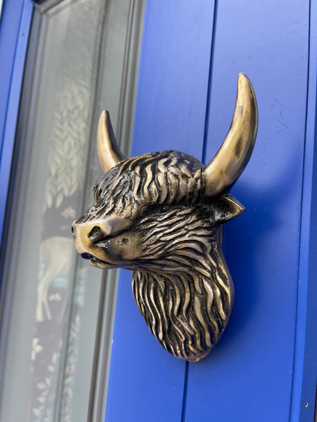 Large Highland Cow (Coo) Door Knocker (Antique Brass)