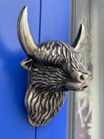 Large Highland Cow (Coo) Door Knocker (Antique Silver)